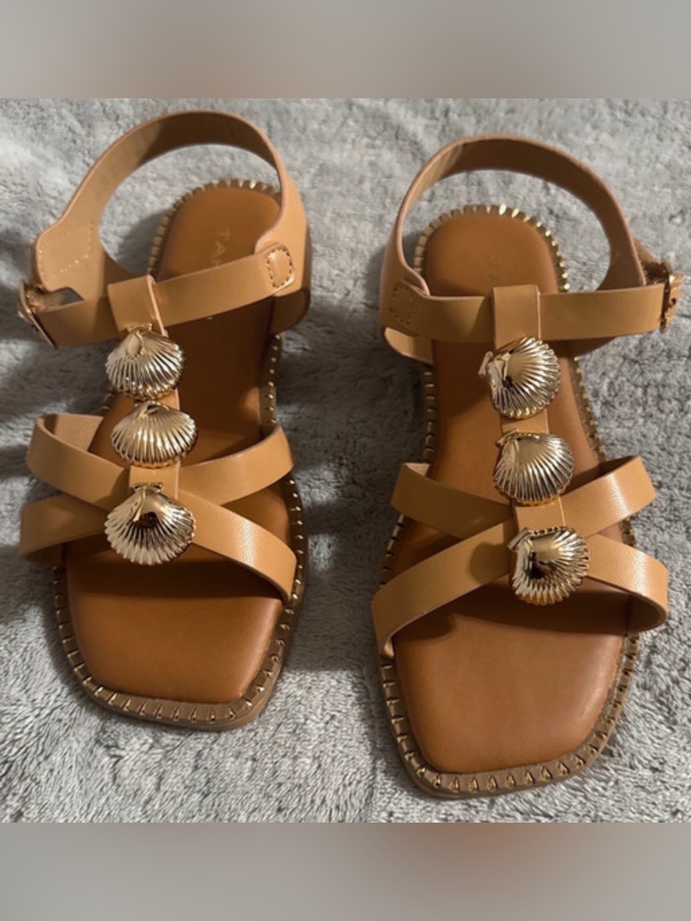 Girls Tahari Sandals with Gold Shell Accents